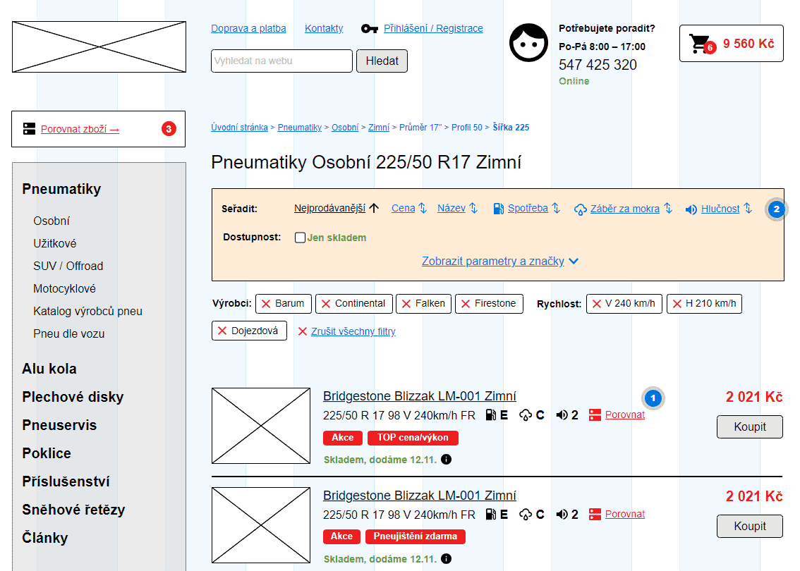 High fidelity wireframe kategorie produktu