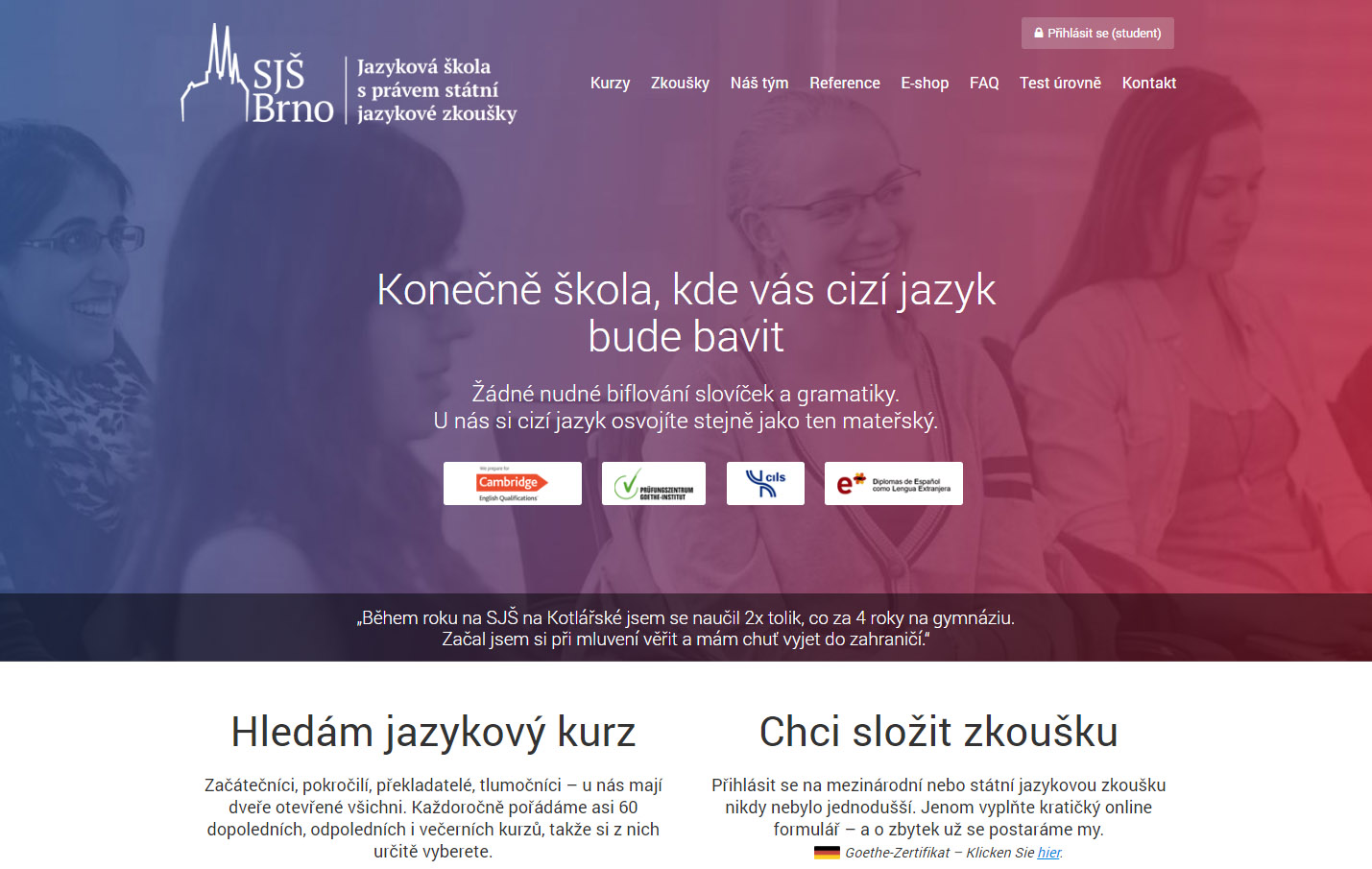 SJŠ Brno - web redesign